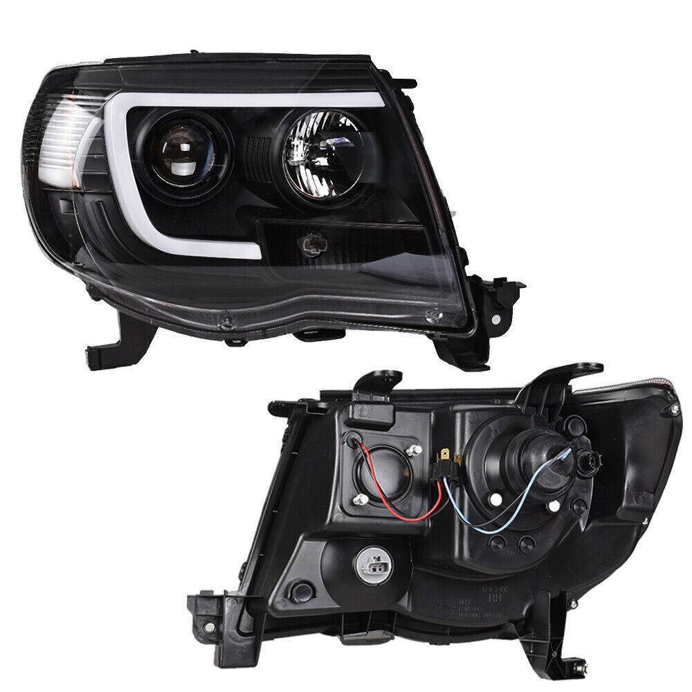 Right+Left Headlights For Toyota Tacoma 2005-2011 LED Projector Black