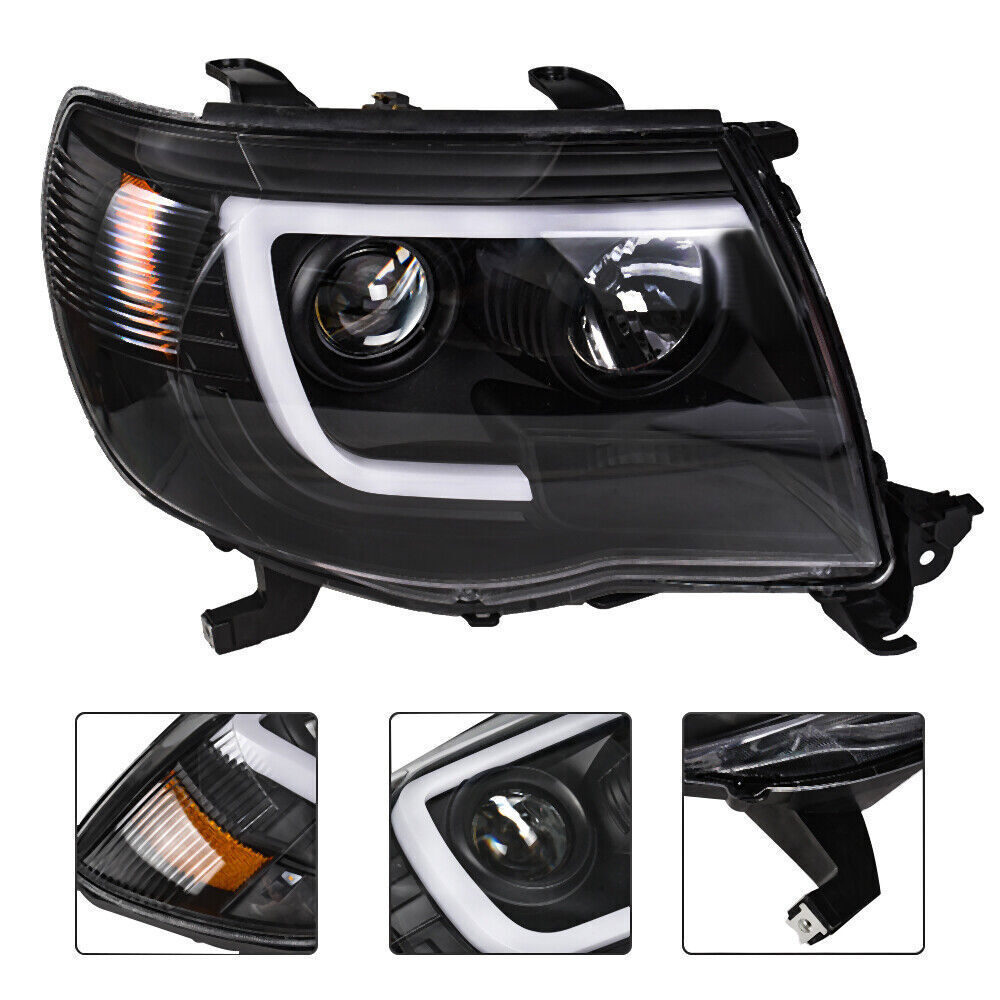 Right+Left Headlights For Toyota Tacoma 2005-2011 LED Projector Black