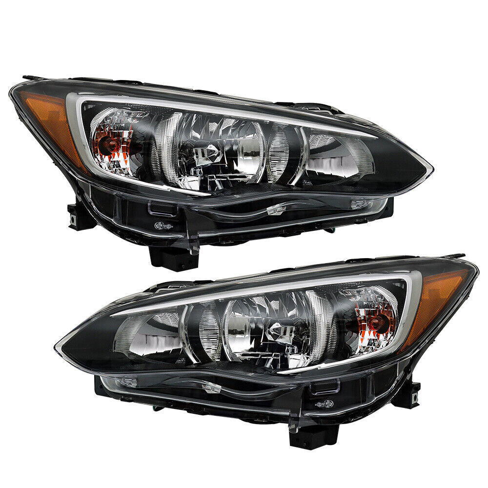 Left+Right Headlight For 2017-18 Subaru Impreza/Crosstrek Halogen Chrome