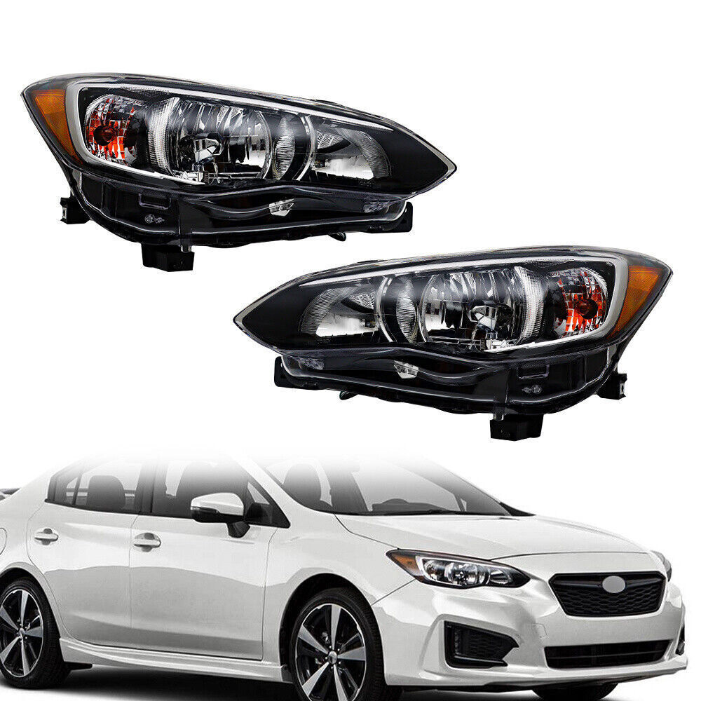 Left+Right Headlight For 2017-18 Subaru Impreza/Crosstrek Halogen Chrome