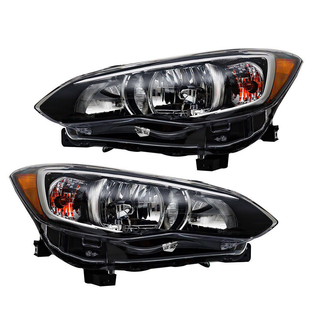 Left+Right Headlight For 2017-18 Subaru Impreza/Crosstrek Halogen Chrome