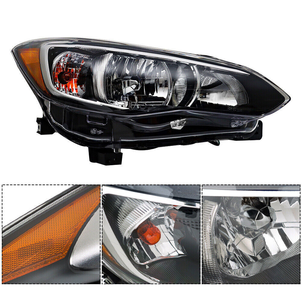Left+Right Headlight For 2017-18 Subaru Impreza/Crosstrek Halogen Chrome