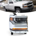Right Headlight For 2016-2018 Chevy Silverado 1500 Chrome Assembly HID