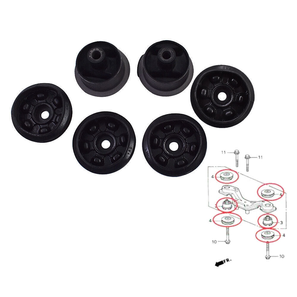 6x For Honda/CR-V Rear Differential Arm Mounting Bushing + Support Rubber