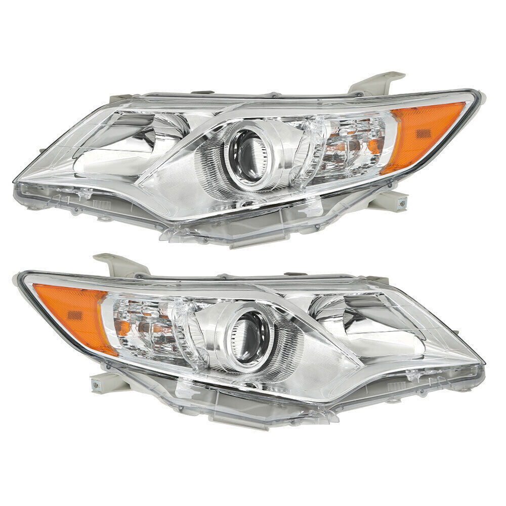 Left+Right Headlights For 2012-2014 Toyota Camry Halogen Projector Lamps