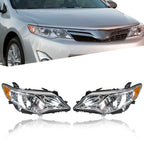 Left+Right Headlights For 2012-2014 Toyota Camry Halogen Projector Lamps