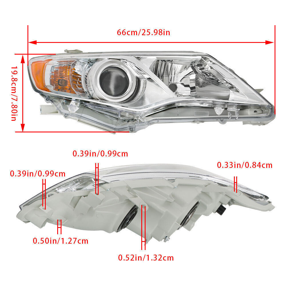 Left+Right Headlights For 2012-2014 Toyota Camry Halogen Projector Lamps