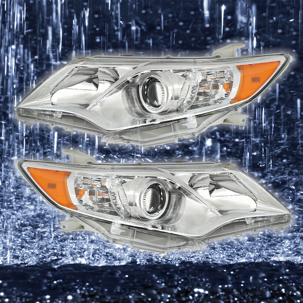 Left+Right Headlights For 2012-2014 Toyota Camry Halogen Projector Lamps
