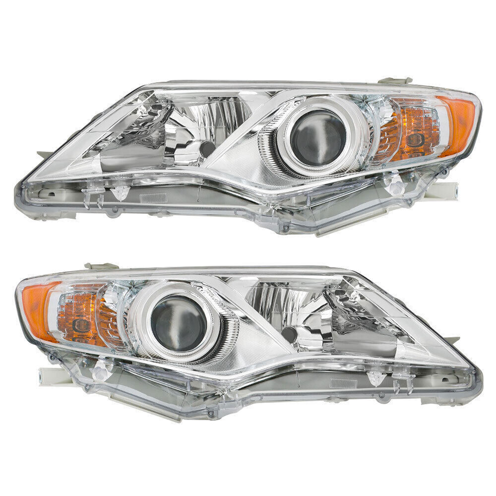 Left+Right Headlights For 2012-2014 Toyota Camry Halogen Projector Lamps