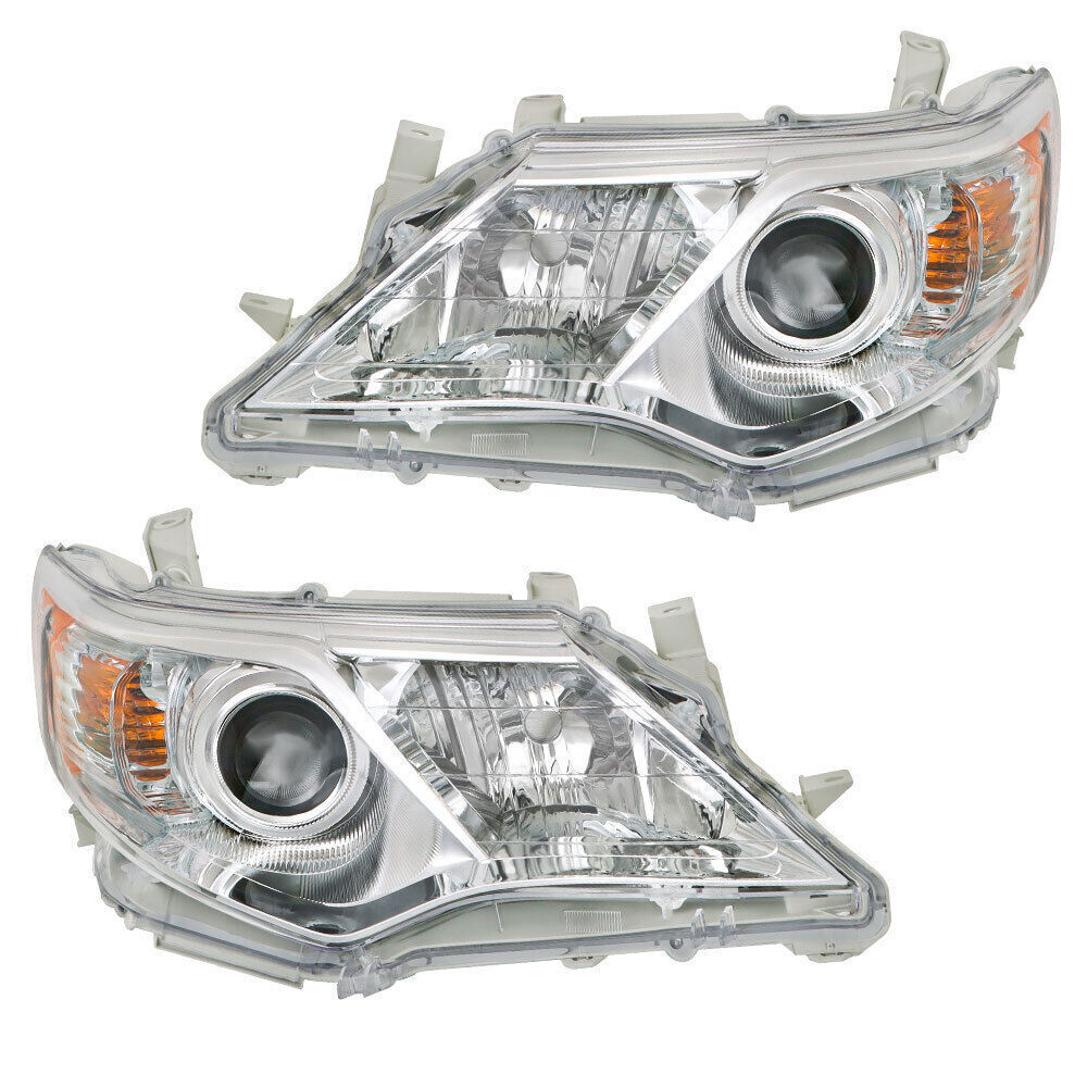 Left+Right Headlights For 2012-2014 Toyota Camry Halogen Projector Lamps