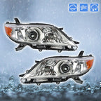 Right+Left Headlights For 2011-2020 Toyota Sienna Halogen Chrome Housing