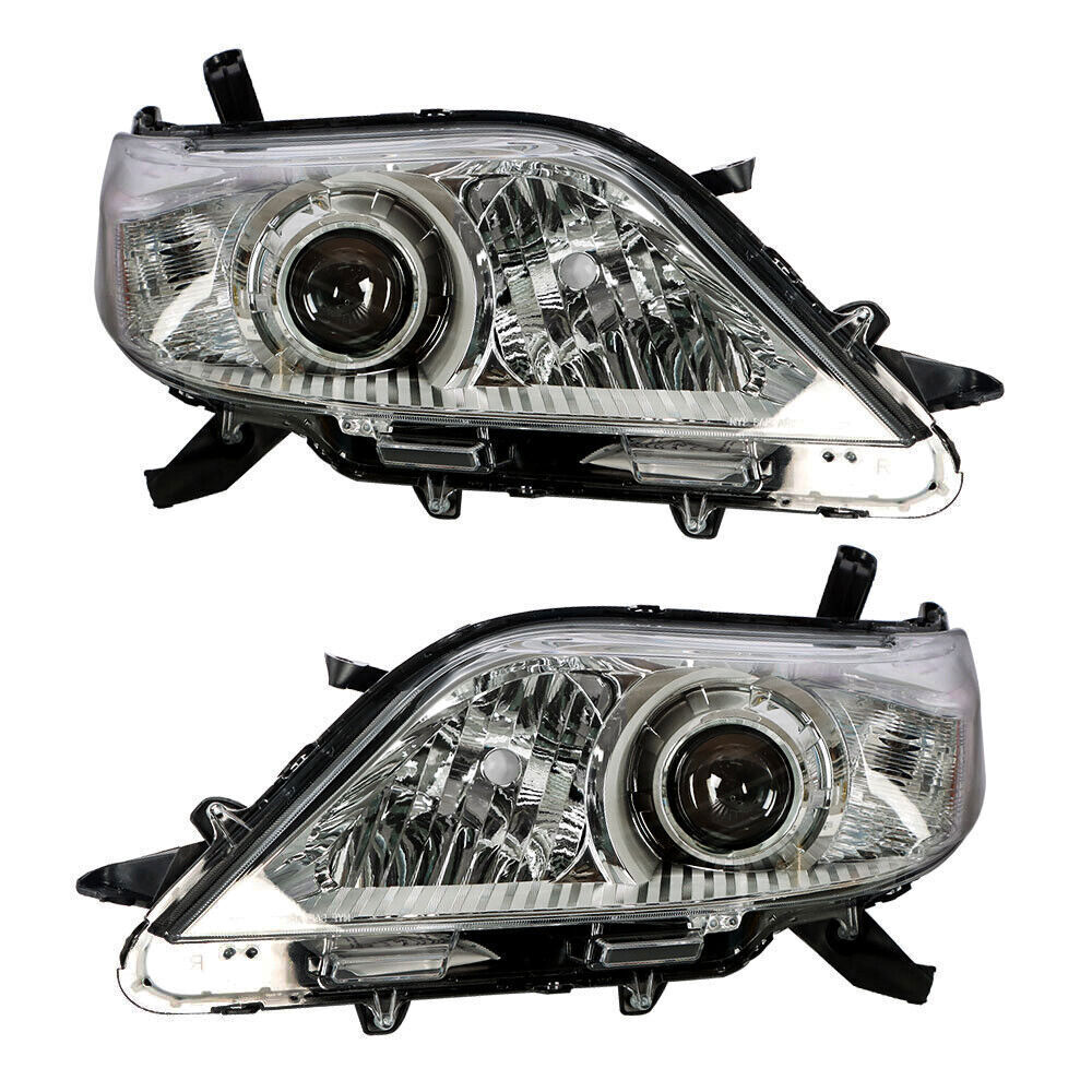 Right+Left Headlights For 2011-2020 Toyota Sienna Halogen Chrome Housing