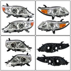 Right+Left Headlights For 2011-2020 Toyota Sienna Halogen Chrome Housing
