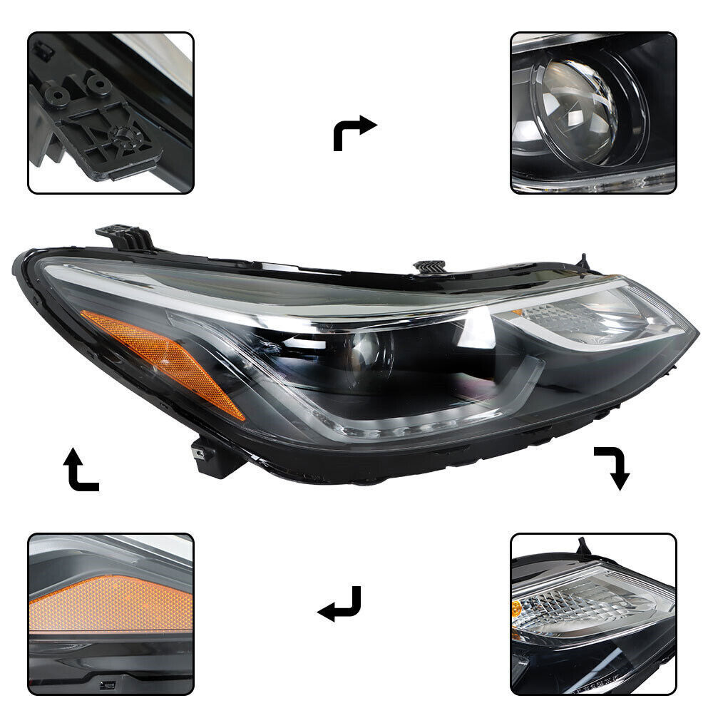 Right Headlight For 2016 2017 2018 Chevy Cruze Projector Halogen Black