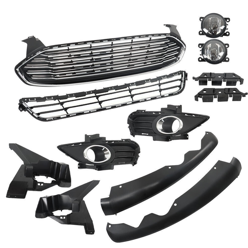 Front Bumper Grill Fit For 2013-2016 Ford Fusion w/ Fog Light Covers