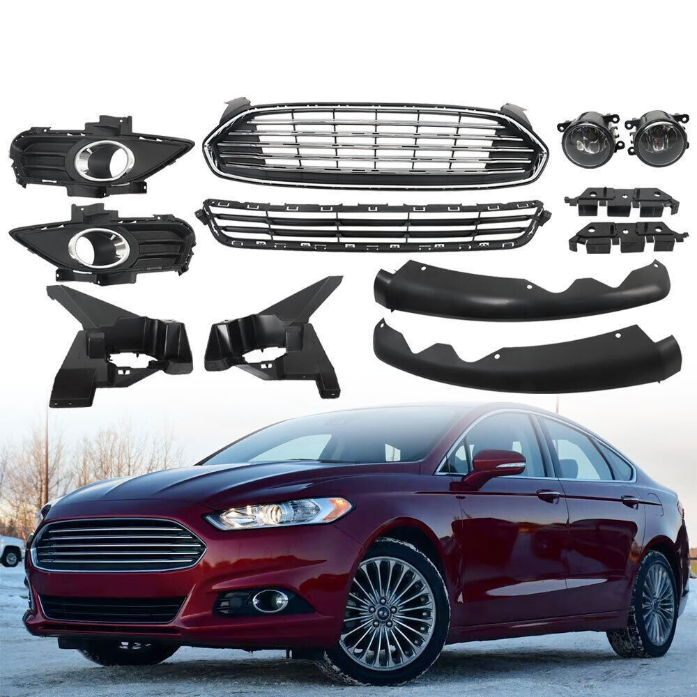Front Bumper Grill Fit For 2013-2016 Ford Fusion w/ Fog Light Covers