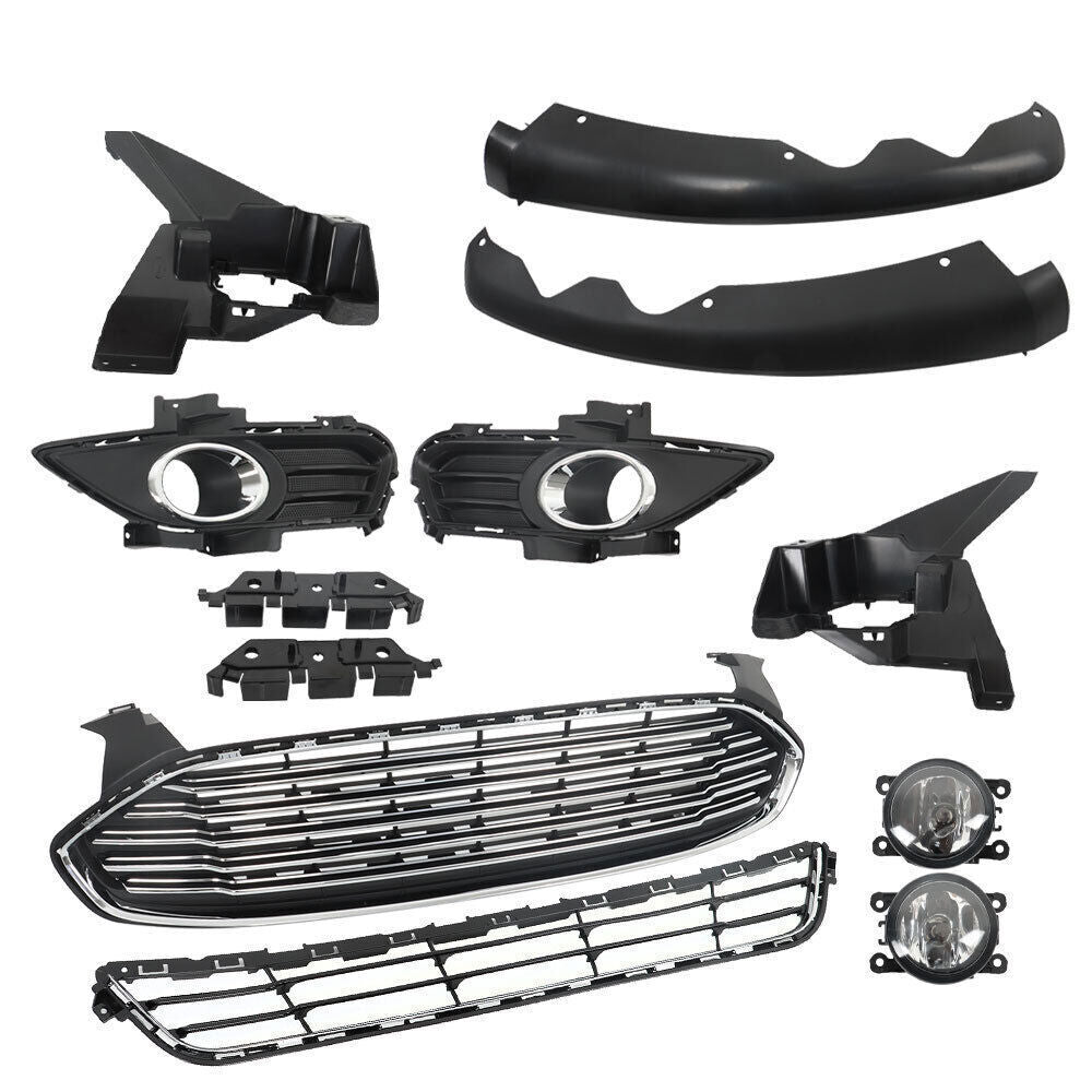 Front Bumper Grill Fit For 2013-2016 Ford Fusion w/ Fog Light Covers
