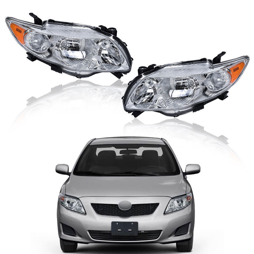 Left&Right Headlights Headlamps For 2009-2010 Toyota Corolla Halogen