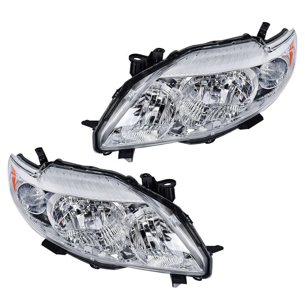 Left&Right Headlights Headlamps For 2009-2010 Toyota Corolla Halogen
