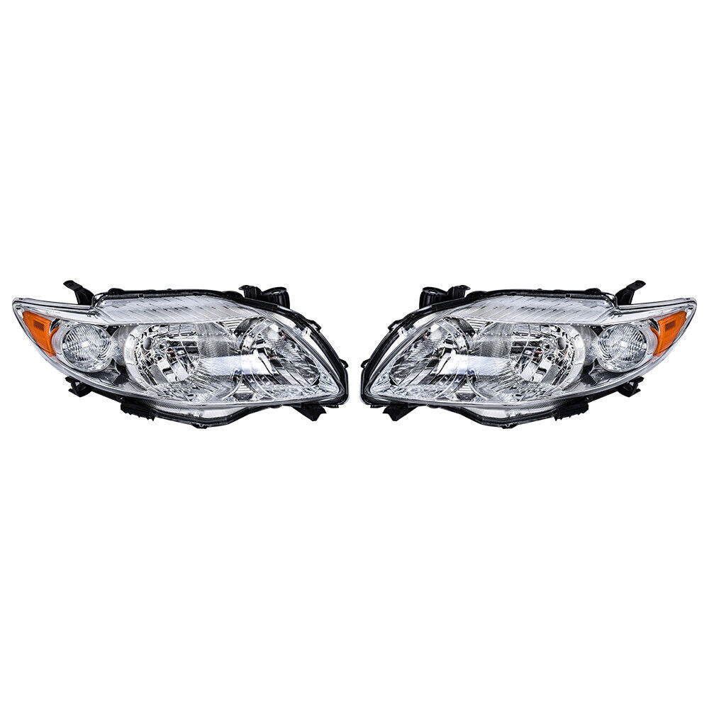Left&Right Headlights Headlamps For 2009-2010 Toyota Corolla Halogen