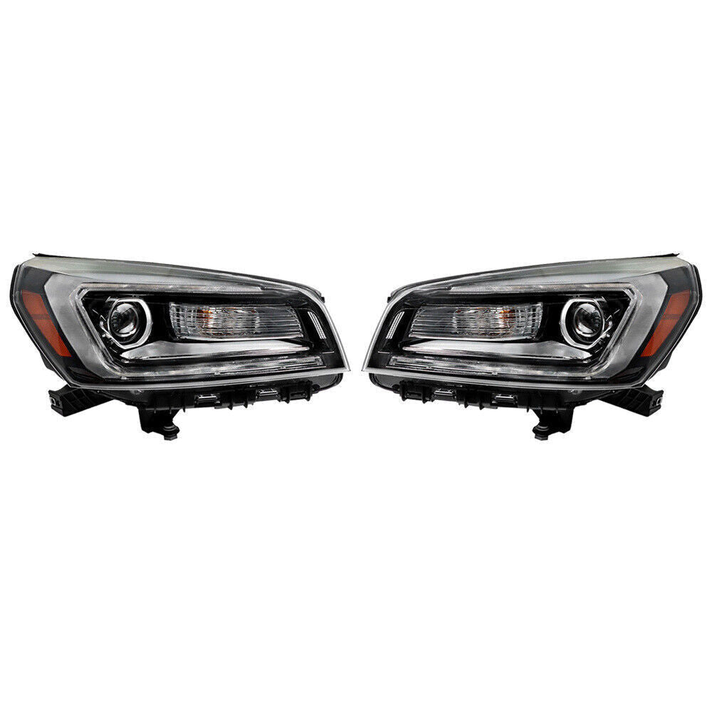 Right+Left Headlights Halogen W/LED For 2013-2016 GMC Acadia Headlamps
