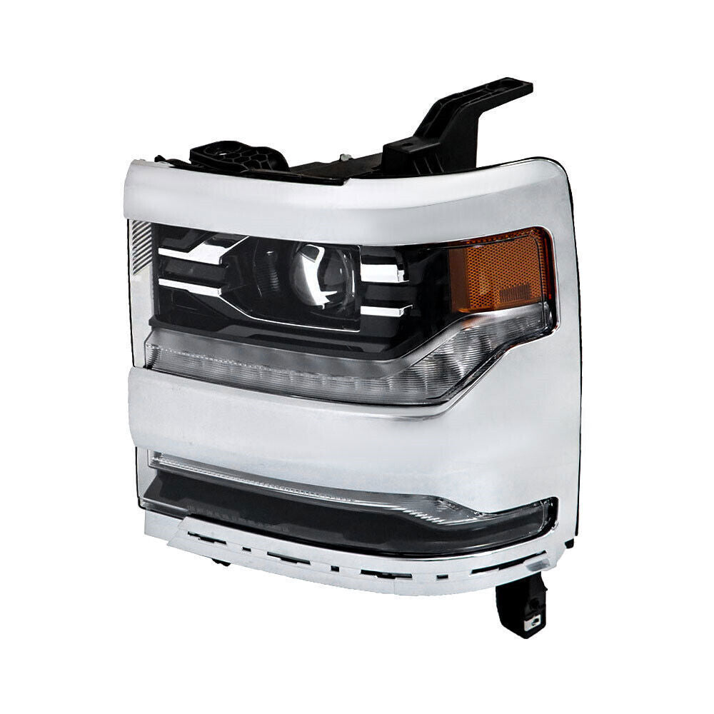 Right+Left Headlights For 2016-18 Silverado 1500 LED Chrome Housing Lens