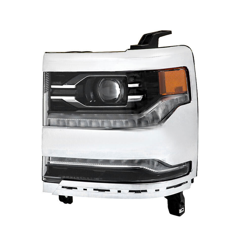 Right+Left Headlights For 2016-18 Silverado 1500 LED Chrome Housing Lens