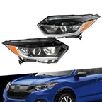 Left+Right Side Headlight For 2019-2022 Honda HRV Assembly Halogen Black