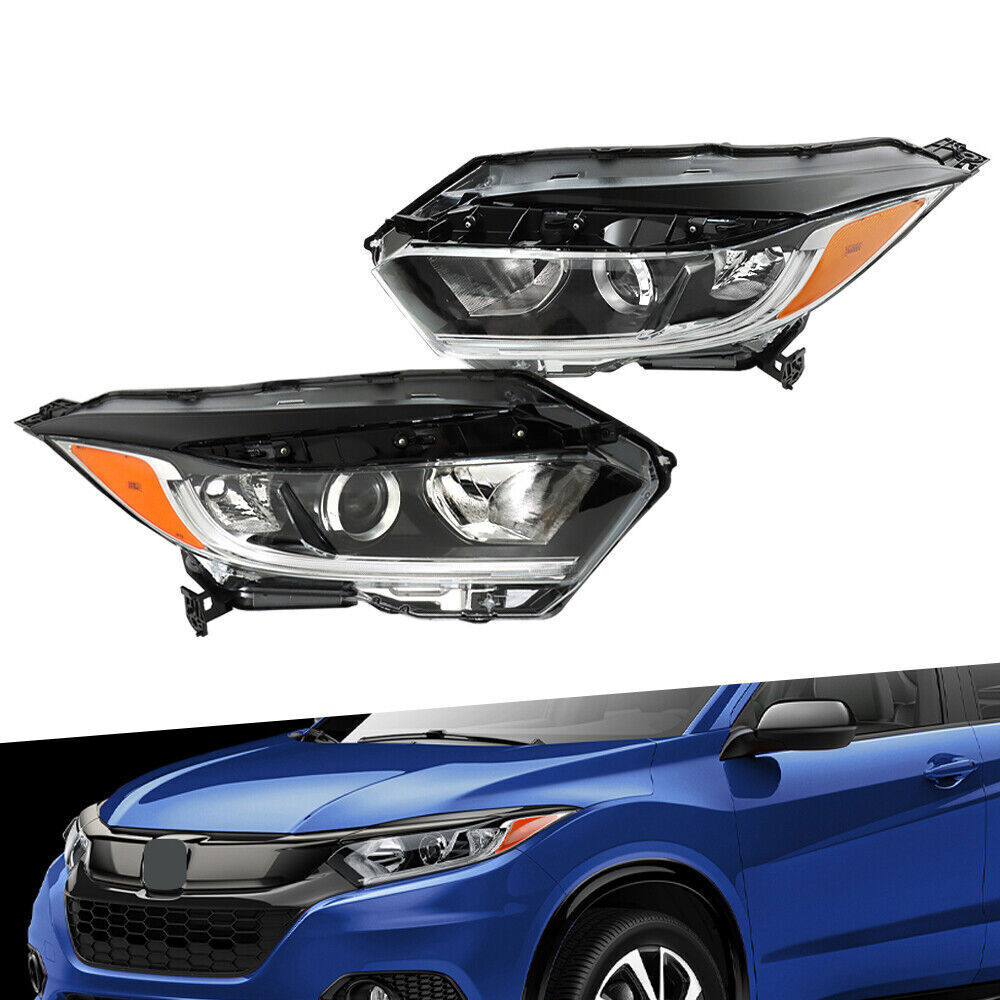 Left+Right Side Headlight For 2019-2022 Honda HRV Assembly Halogen Black