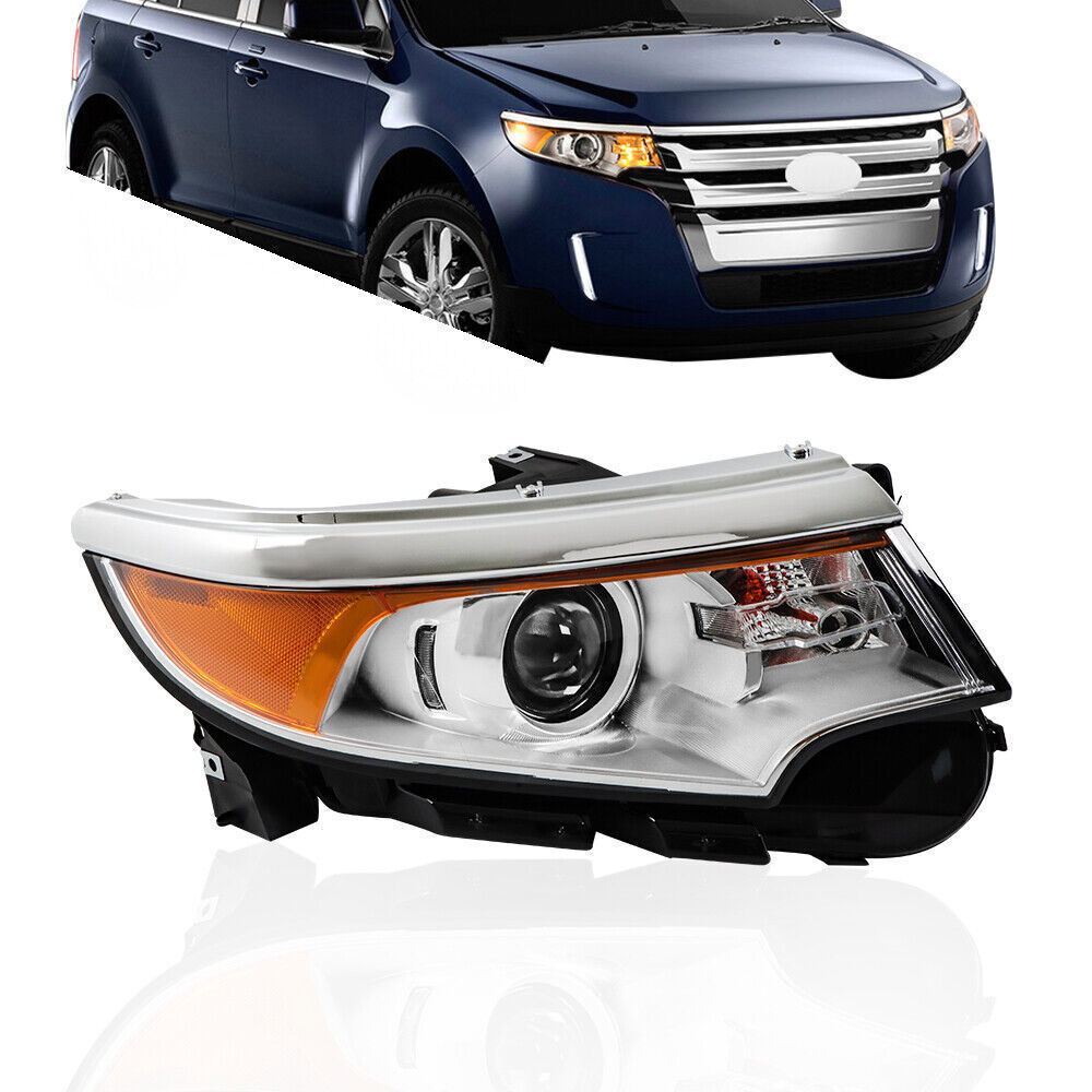 Right Side Headlight For 2011 2013 2014 Ford Edge Halogen Chrome W/o DRL