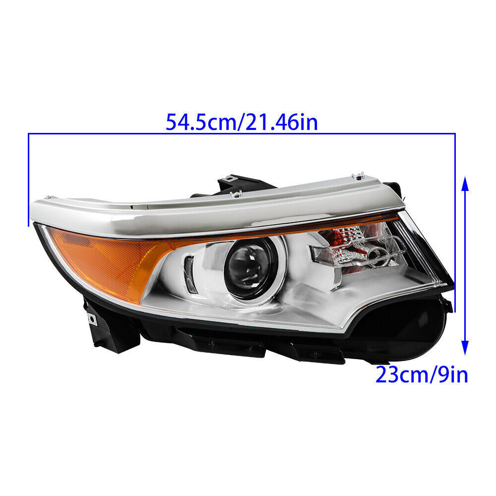 Right Side Headlight For 2011 2013 2014 Ford Edge Halogen Chrome W/o DRL