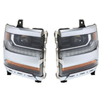 Left+Right Headlights For 2016-18 Chevy Silverado 1500 HID w/ DRL Chrome