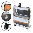 Left+Right Headlights For 2016-18 Chevy Silverado 1500 HID w/ DRL Chrome