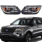 RH&LH Headlight Halogen W/LED DRL For 2016-18 Ford Explorer Sport Black