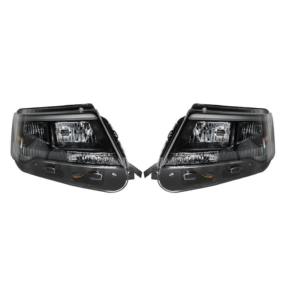 RH&LH Headlight Halogen W/LED DRL For 2016-18 Ford Explorer Sport Black
