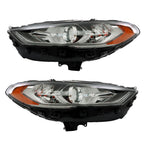 Right+Left Headlights For 2017-2019 Ford Fusion Halogen+LED DRL Headlamp