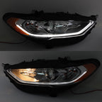 Right+Left Headlights For 2017-2019 Ford Fusion Halogen+LED DRL Headlamp