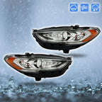 Right+Left Headlights For 2017-2019 Ford Fusion Halogen+LED DRL Headlamp