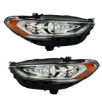 Right+Left Headlights For 2017-2019 Ford Fusion Halogen+LED DRL Headlamp