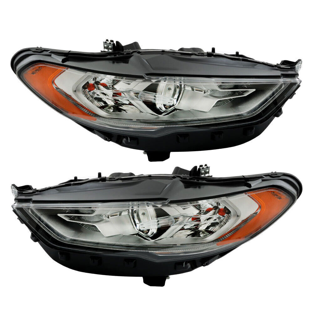 Right+Left Headlights For 2017-2019 Ford Fusion Halogen+LED DRL Headlamp