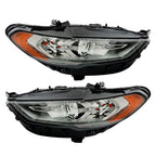 Right+Left Headlights For 2017-2019 Ford Fusion Halogen+LED DRL Headlamp