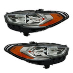 Right+Left Headlights For 2017-2019 Ford Fusion Halogen+LED DRL Headlamp