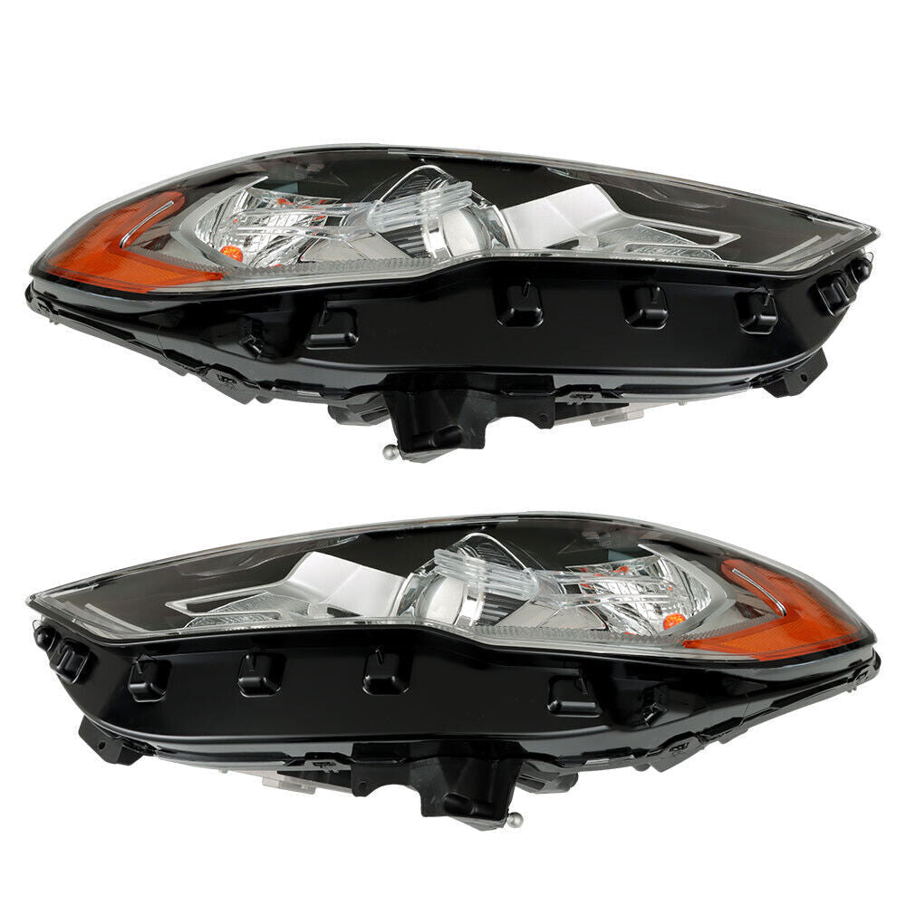 Right+Left Headlights For 2017-2019 Ford Fusion Halogen+LED DRL Headlamp
