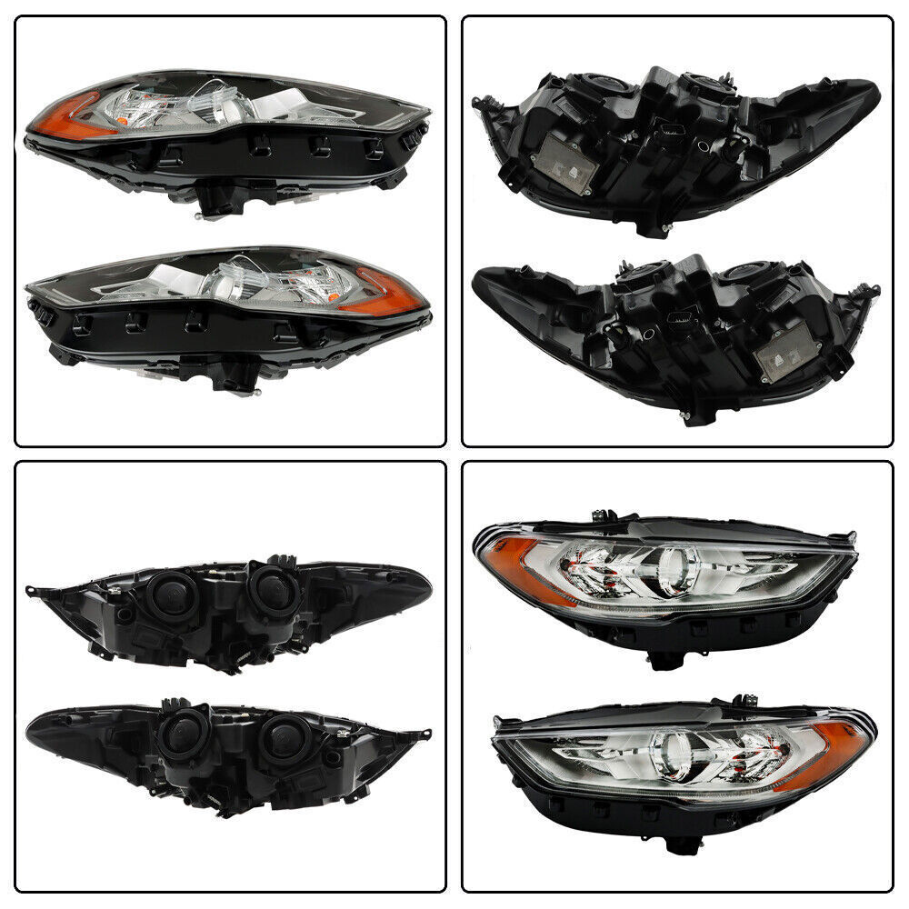 Right+Left Headlights For 2017-2019 Ford Fusion Halogen+LED DRL Headlamp