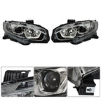 Pair Halogen W/LED DRL Headlight For 2016-2020 Honda Civic Electroplated