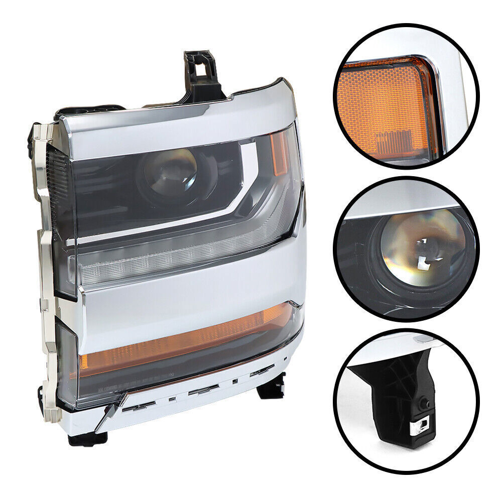 Left Headlight For 2016-2018 Chevy Silverado 1500 HID/Xenon w/ LED DRL
