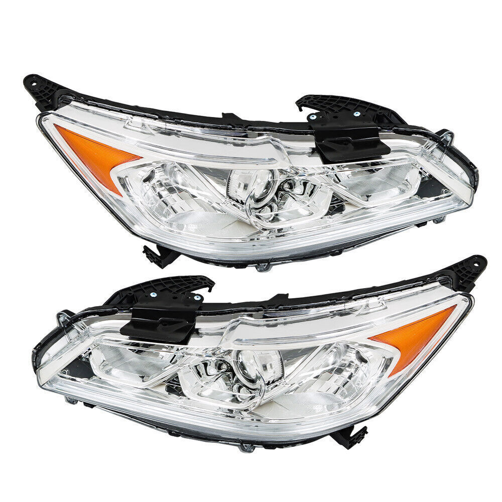Left+Right Headlights For 2016 2017 Honda Accord Sedan 4Dr W/DRL Halogen