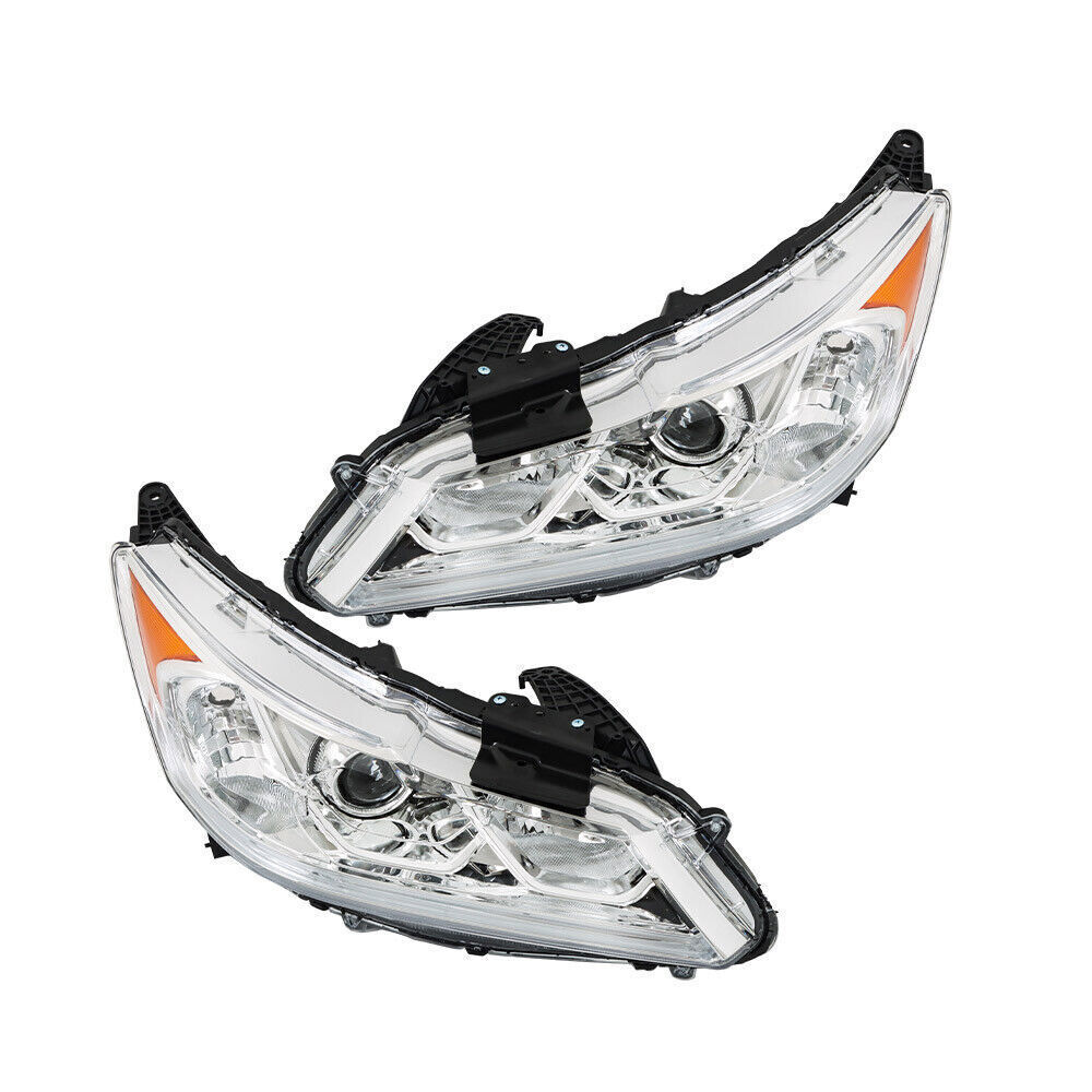 Left+Right Headlights For 2016 2017 Honda Accord Sedan 4Dr W/DRL Halogen