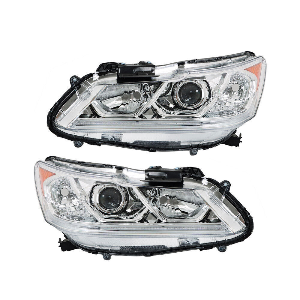 Left+Right Headlights For 2016 2017 Honda Accord Sedan 4Dr W/DRL Halogen