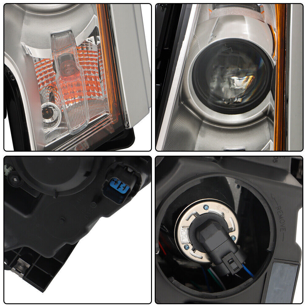 Right&Left Headlights For 2011-2014 Ford Edge Halogen Chrome Clear Lamps
